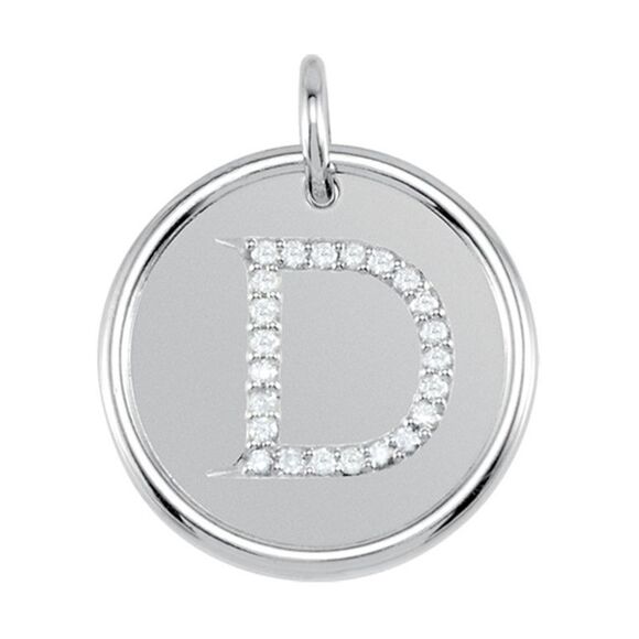 1/10 Ctw G-H I1 Diamond Initial 17mm Sterling Silver Pendant Letter D